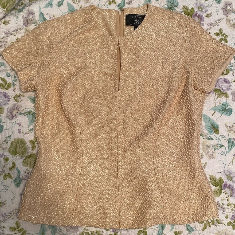 Carmen Marc Valvo Beaded Keyhole Top